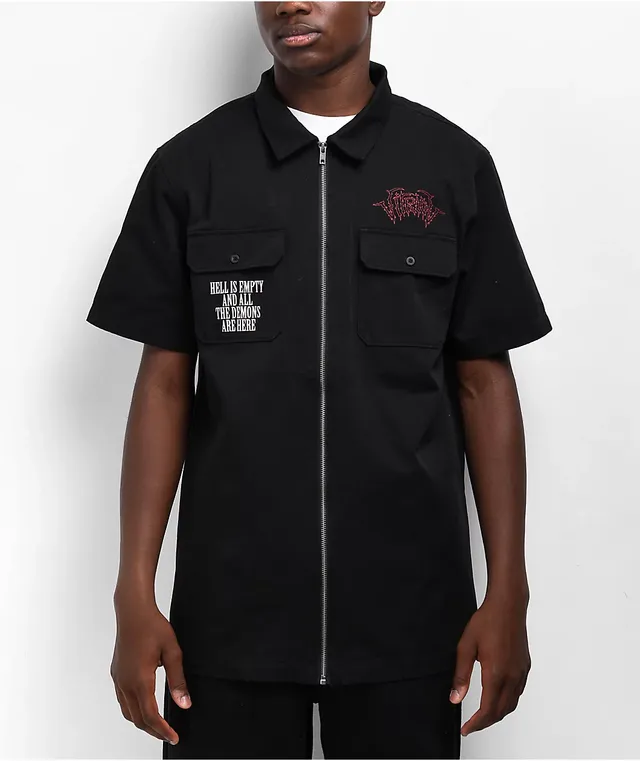 新品未使用》WELCOME BAPHOLIT ZIP WORK SHIRT Welcome Bapholit Black Short Sleeve Work Shirt | Pueblo Mall