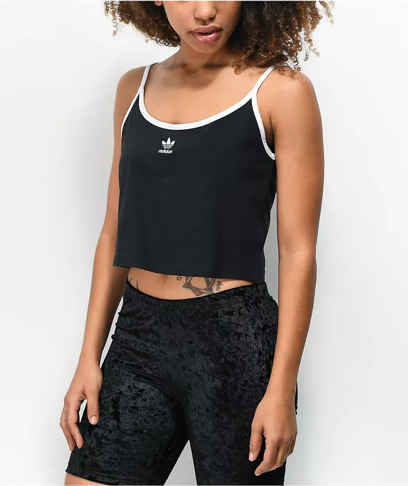Adidas Black Spaghetti Strap Crop Tank Top at Hamilton Place
