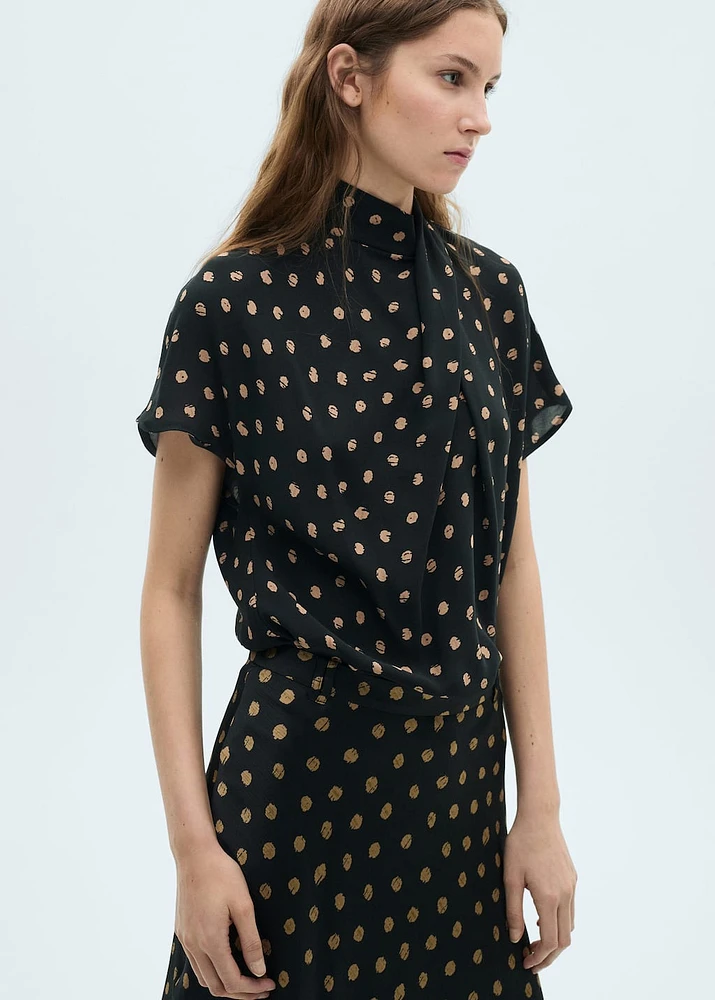 user_ecdbd827 Mango Polka-dot blouse with draped collar | Beverly Center
