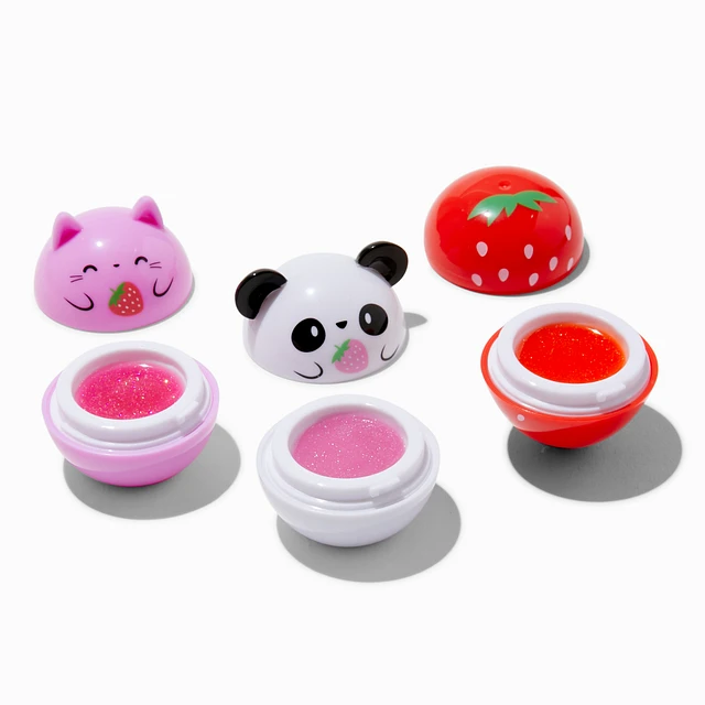 Claire's Strawberry Critters Flavored Lip Balm Pot Set - 3 Pack
