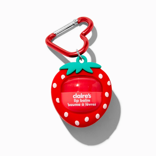 Claire's Strawberry Carabiner Lip Balm Keychain | Hawthorn Mall