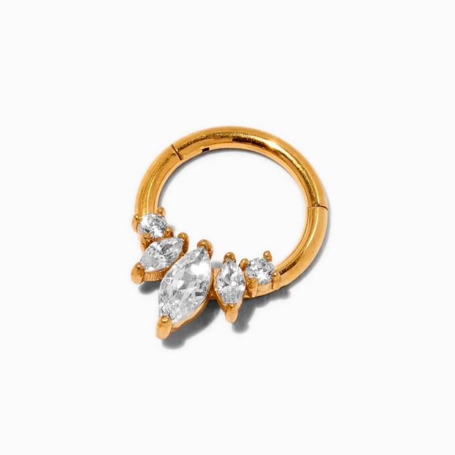 Claire's 16G Gold-tone Stainless Steel Cubic Zirconia Crown Septum