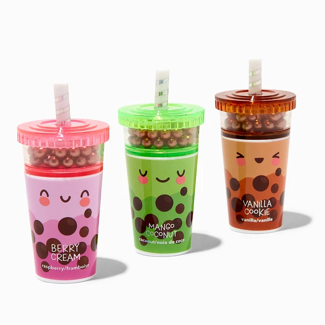Claire's Boba Tea Shaker Lip Balm Set - 3 Pack at Foxvalley Mall