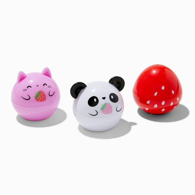 Claire's Strawberry Critters Flavored Lip Balm Pot Set - 3 Pack