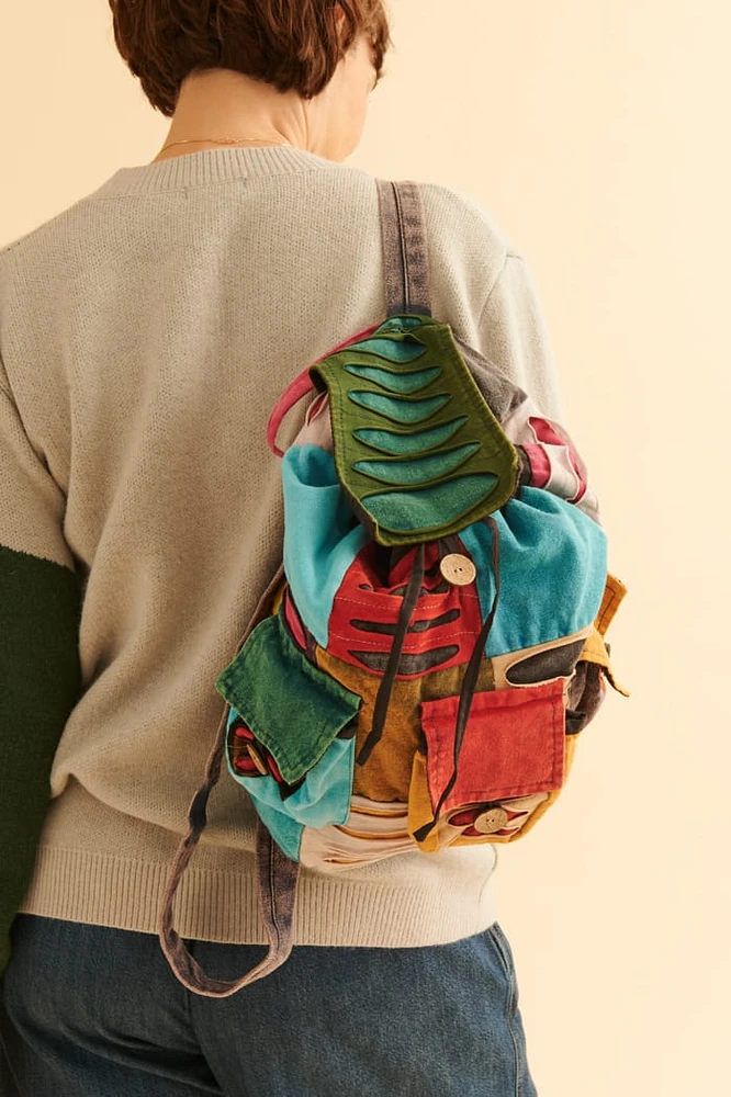 Earth Bound Trading Assorted Patchwork Distressed Backpack