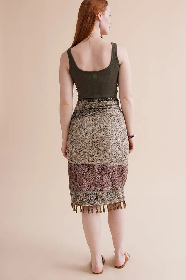 [TREEMINGBIRD] Lace Layering Wrap Skirt /追跡付 TREEMINGBIRD] 2-way Folded Wrap Skirt-pants [ Dark Gray