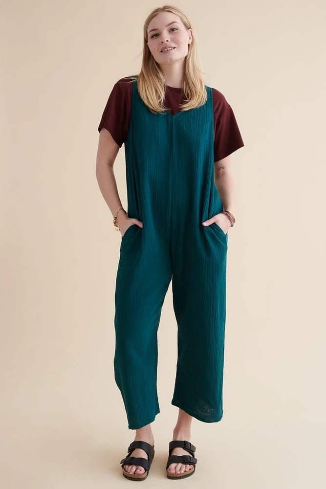 【NONCODE】Hemelin collar pocket string jumpsuit Earth Bound Trading Gauze Pocket Jumpsuit at Hamilton Place