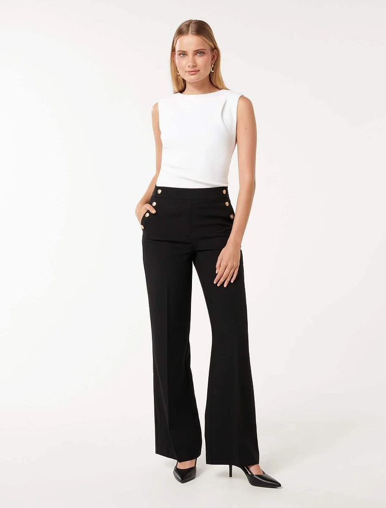 EverNew Kehlani Button Wide Leg Pant | Hillcrest Mall