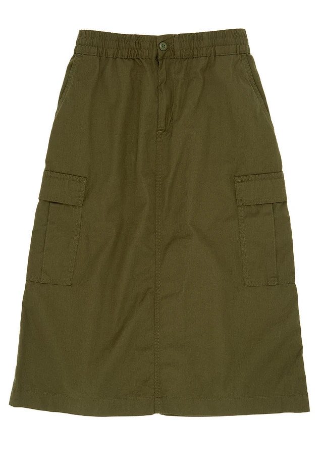 【WONDER WONDER】Weden Pile Banding Cotton Cargo Long Skirt Mark cotton pocket cargo string back open banding long skirt